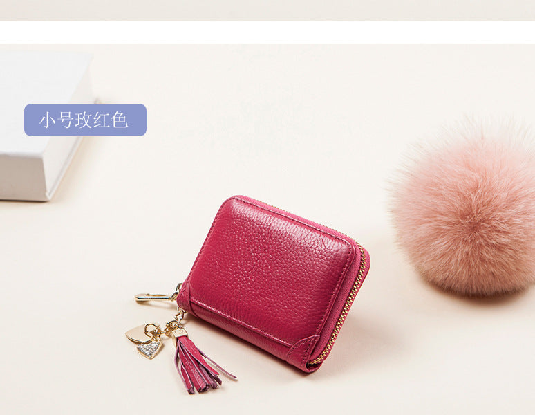 Foreign Trade Card Bag Women's Multi-Card Cowhide Anti-Theft Brush RFID Leather Anti-Degaussing Card Clip Zipper Credit Driver's License
