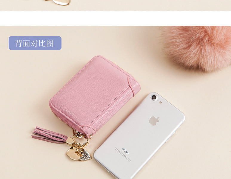 Foreign Trade Card Bag Women's Multi-Card Cowhide Anti-Theft Brush RFID Leather Anti-Degaussing Card Clip Zipper Credit Driver's License