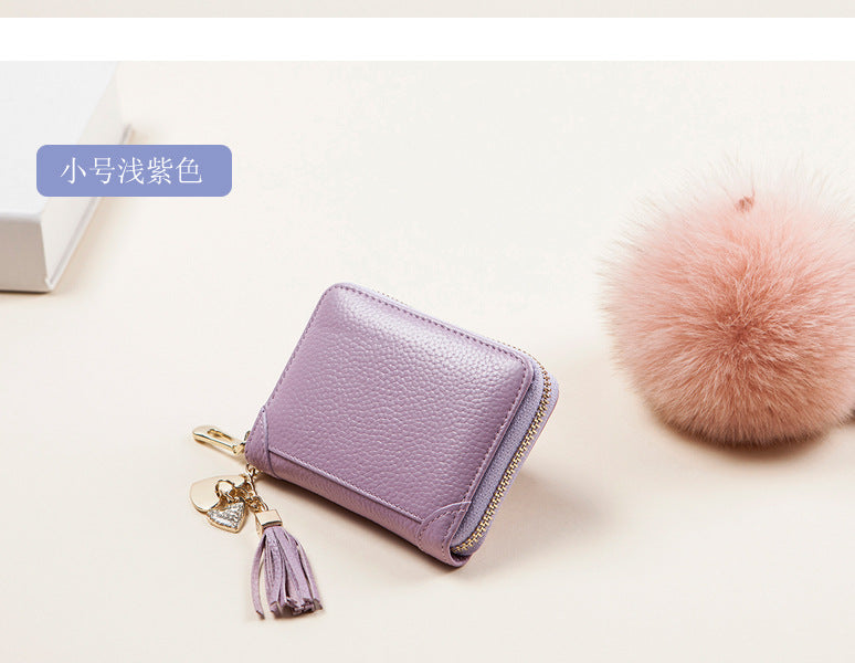 Foreign Trade Card Bag Women's Multi-Card Cowhide Anti-Theft Brush RFID Leather Anti-Degaussing Card Clip Zipper Credit Driver's License