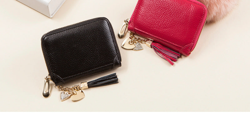 Foreign Trade Card Bag Women's Multi-Card Cowhide Anti-Theft Brush RFID Leather Anti-Degaussing Card Clip Zipper Credit Driver's License