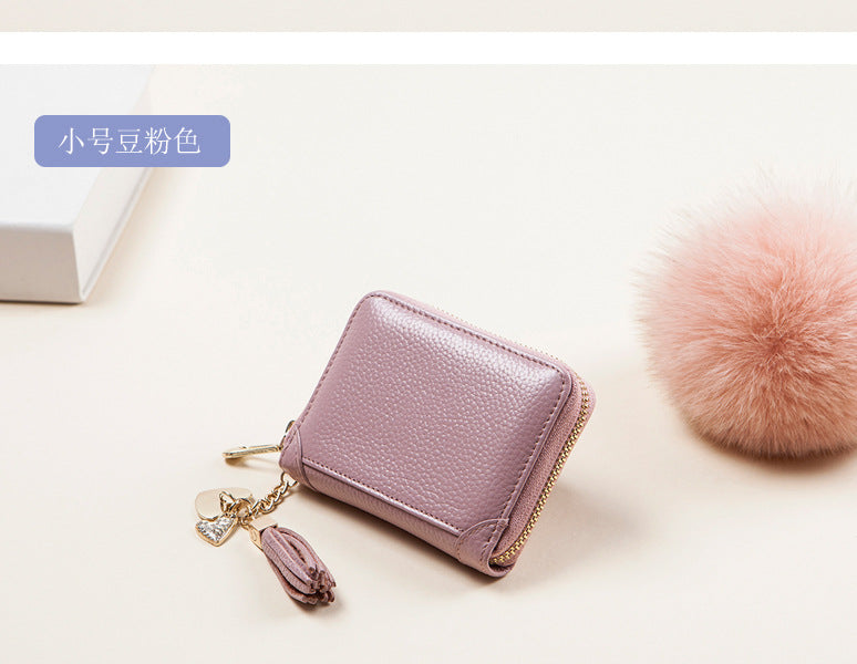 Foreign Trade Card Bag Women's Multi-Card Cowhide Anti-Theft Brush RFID Leather Anti-Degaussing Card Clip Zipper Credit Driver's License