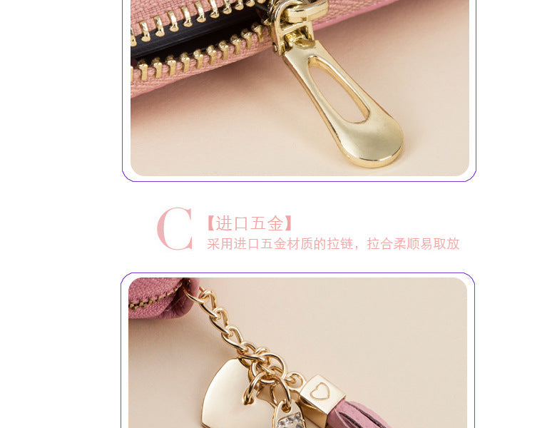 Foreign Trade Card Bag Women's Multi-Card Cowhide Anti-Theft Brush RFID Leather Anti-Degaussing Card Clip Zipper Credit Driver's License