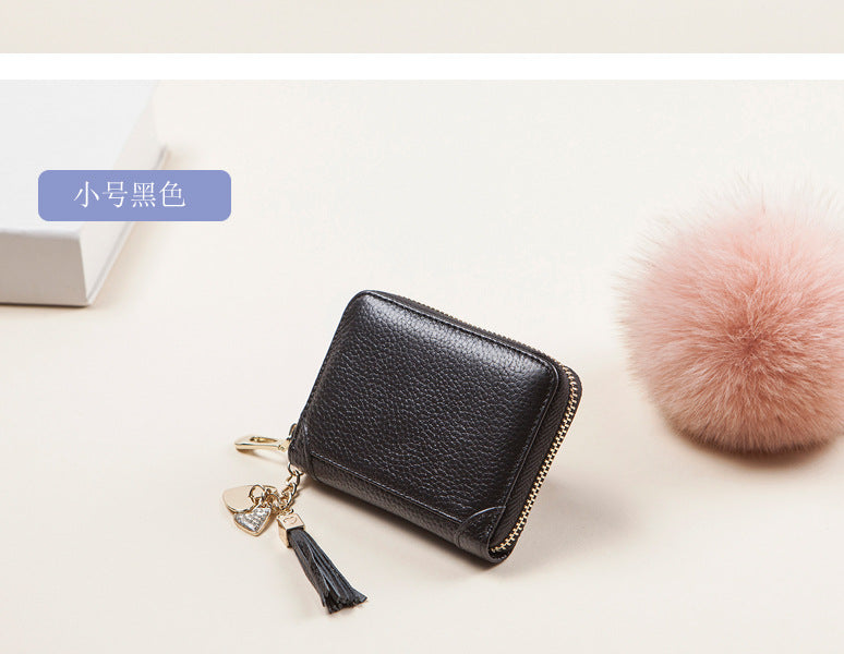 Foreign Trade Card Bag Women's Multi-Card Cowhide Anti-Theft Brush RFID Leather Anti-Degaussing Card Clip Zipper Credit Driver's License