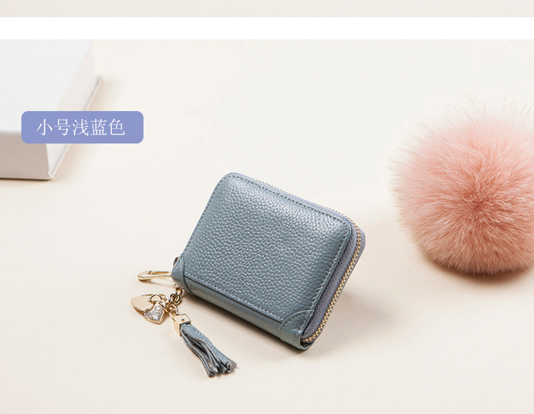 Foreign Trade Card Bag Women's Multi-Card Cowhide Anti-Theft Brush RFID Leather Anti-Degaussing Card Clip Zipper Credit Driver's License