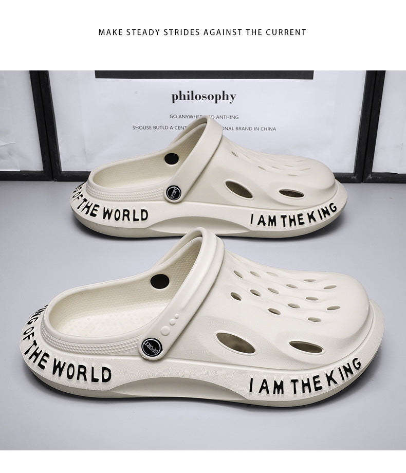 Coconut Hole Shoes Men's Soft-soled Garden Shoes Fashionable All-match Slippers Men's Sandals with Baotou Breathable Beach Shoes for Men