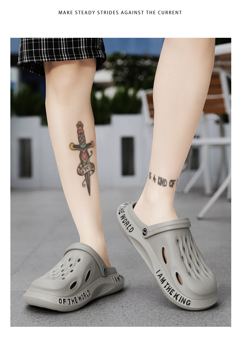 Coconut Hole Shoes Men's Soft-soled Garden Shoes Fashionable All-match Slippers Men's Sandals with Baotou Breathable Beach Shoes for Men