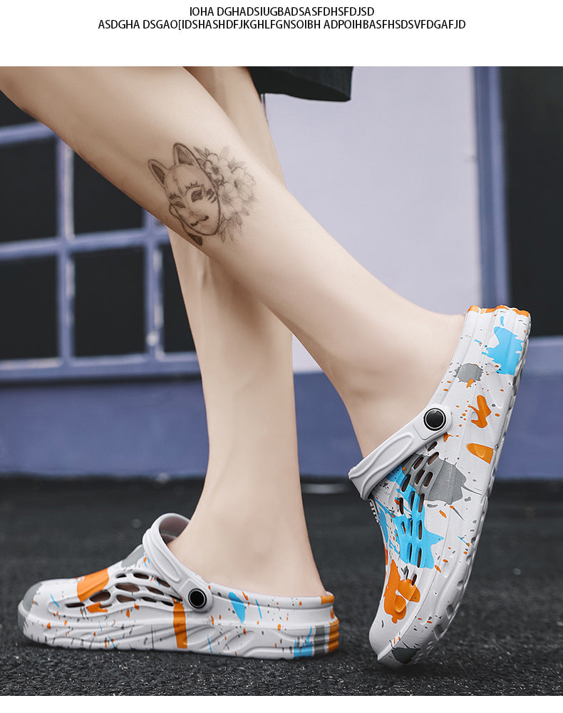Cross-Border Large Size Sandals, Summer Clogs, Thick-Soled Men's 2026 New Model, Indoor and Outdoor Dual-Use Slippers, Beach Sandals