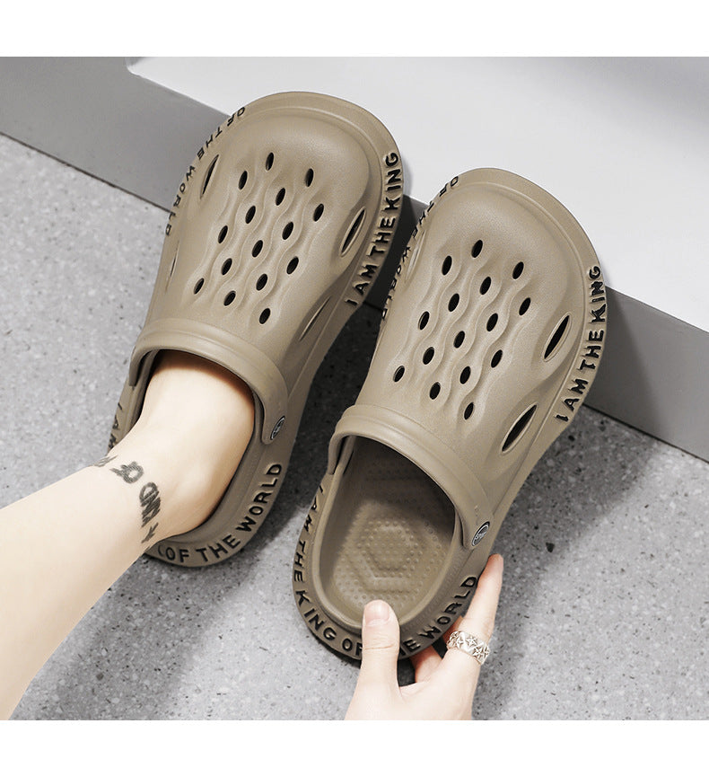 Coconut Hole Shoes Men's Soft-soled Garden Shoes Fashionable All-match Slippers Men's Sandals with Baotou Breathable Beach Shoes for Men