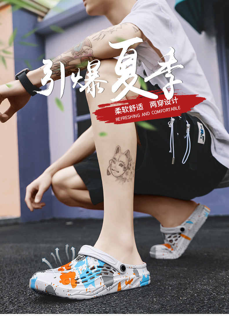 Cross-Border Large Size Sandals, Summer Clogs, Thick-Soled Men's 2026 New Model, Indoor and Outdoor Dual-Use Slippers, Beach Sandals