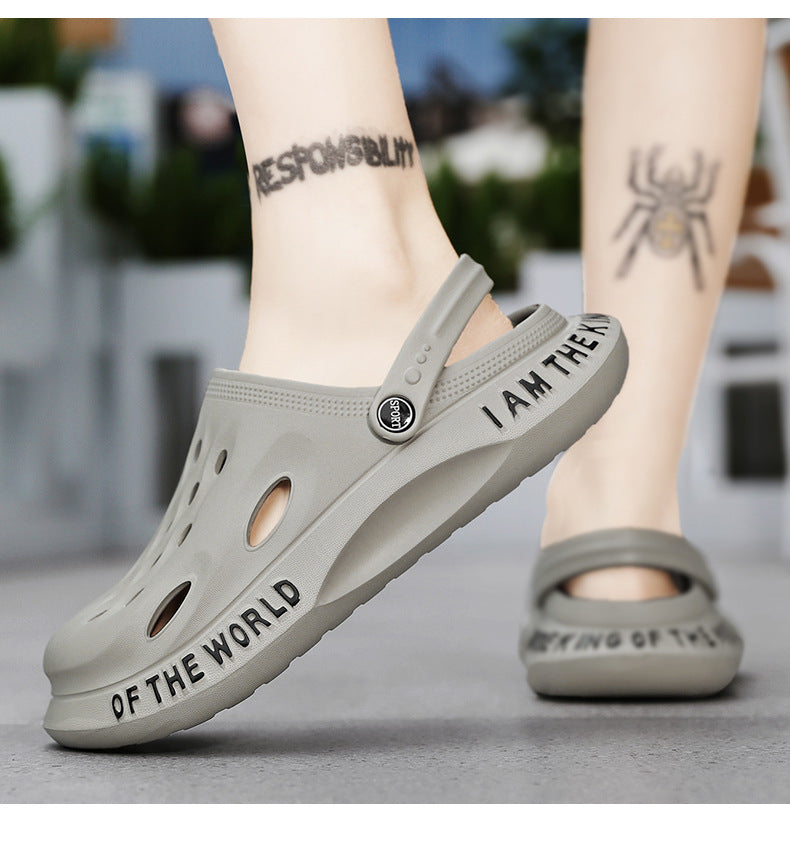 Coconut Hole Shoes Men's Soft-soled Garden Shoes Fashionable All-match Slippers Men's Sandals with Baotou Breathable Beach Shoes for Men