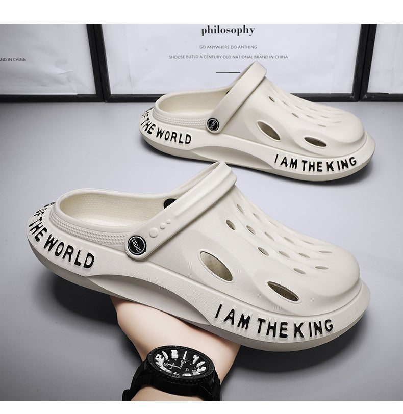 Coconut Hole Shoes Men's Soft-soled Garden Shoes Fashionable All-match Slippers Men's Sandals with Baotou Breathable Beach Shoes for Men