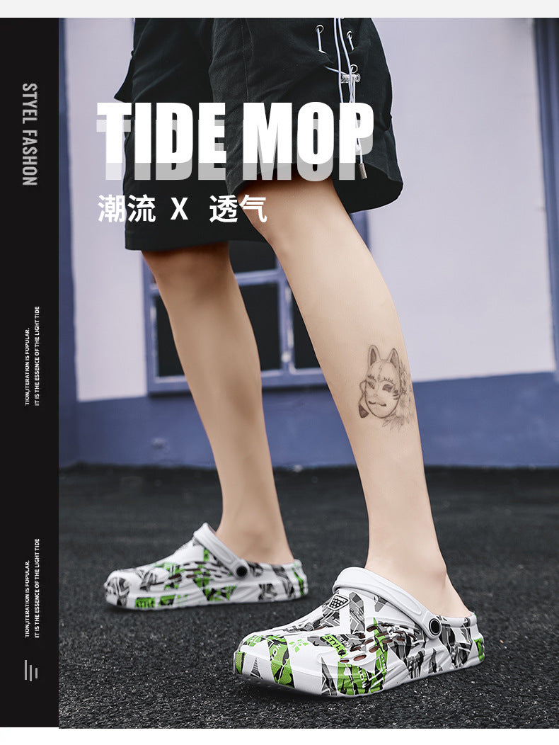 Cross-Border Large Size Sandals, Summer Clogs, Thick-Soled Men's 2026 New Model, Indoor and Outdoor Dual-Use Slippers, Beach Sandals