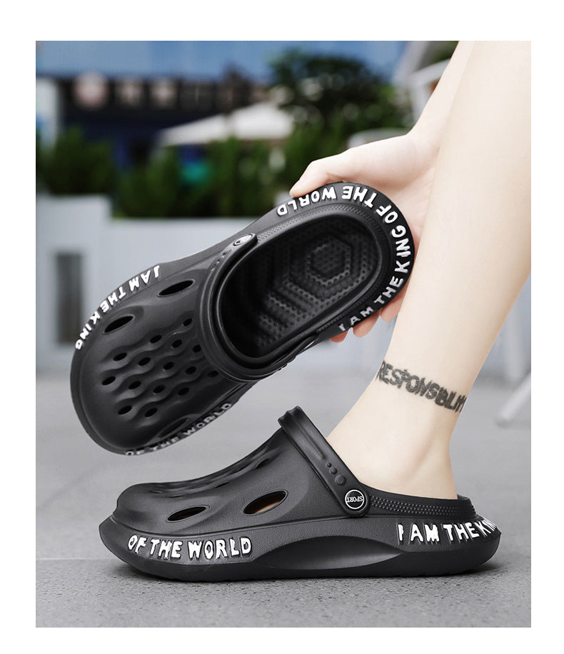 Coconut Hole Shoes Men's Soft-soled Garden Shoes Fashionable All-match Slippers Men's Sandals with Baotou Breathable Beach Shoes for Men
