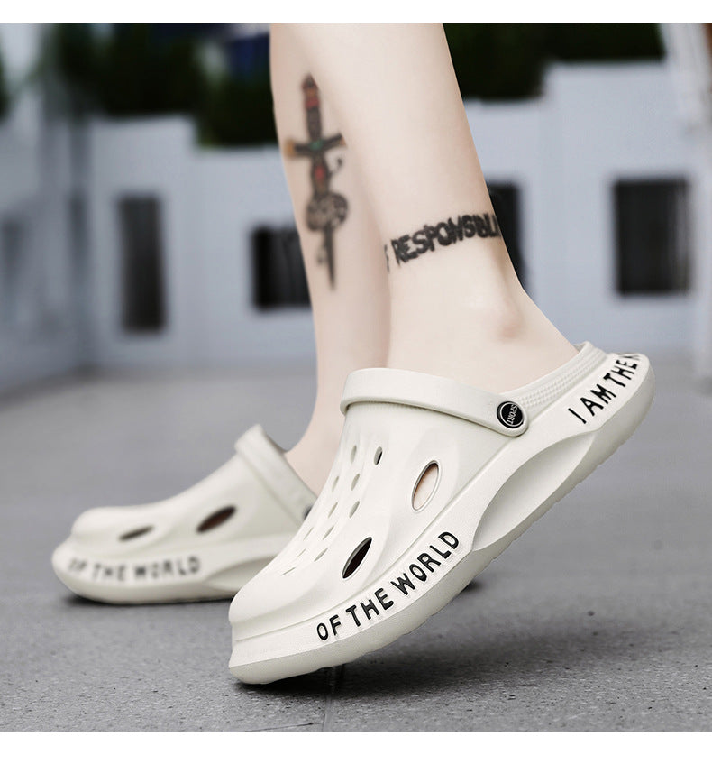 Coconut Hole Shoes Men's Soft-soled Garden Shoes Fashionable All-match Slippers Men's Sandals with Baotou Breathable Beach Shoes for Men