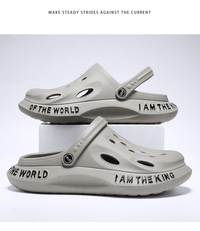 Coconut Hole Shoes Men's Soft-soled Garden Shoes Fashionable All-match Slippers Men's Sandals with Baotou Breathable Beach Shoes for Men