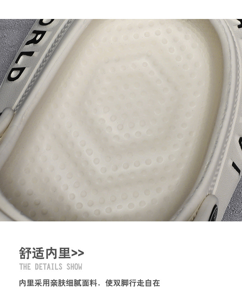 Coconut Hole Shoes Men's Soft-soled Garden Shoes Fashionable All-match Slippers Men's Sandals with Baotou Breathable Beach Shoes for Men