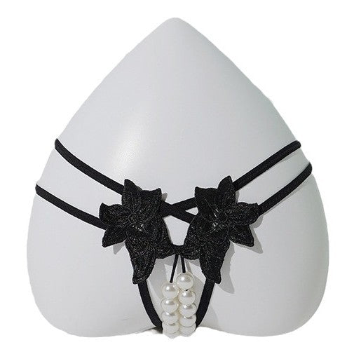 Sexy Underwear Underwear Women's Oversized Double-Row Pearl G-string Open-Gear No-off Insertable European and American Nightclub Underwear