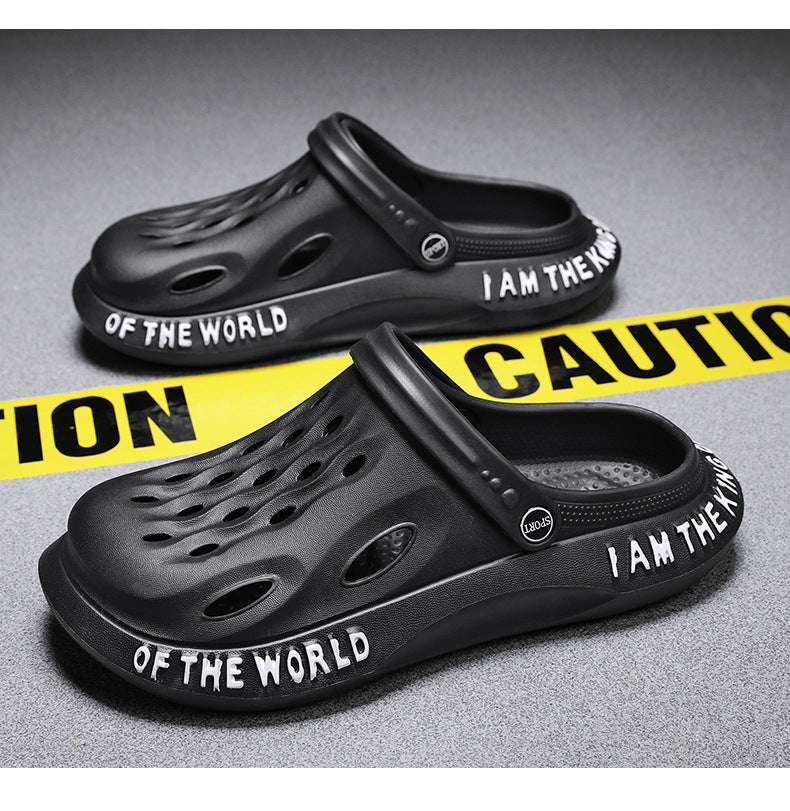 Coconut Hole Shoes Men's Soft-soled Garden Shoes Fashionable All-match Slippers Men's Sandals with Baotou Breathable Beach Shoes for Men