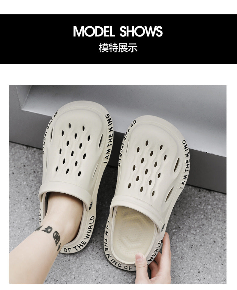 Coconut Hole Shoes Men's Soft-soled Garden Shoes Fashionable All-match Slippers Men's Sandals with Baotou Breathable Beach Shoes for Men