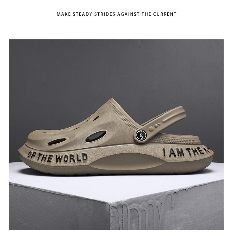 Coconut Hole Shoes Men's Soft-soled Garden Shoes Fashionable All-match Slippers Men's Sandals with Baotou Breathable Beach Shoes for Men