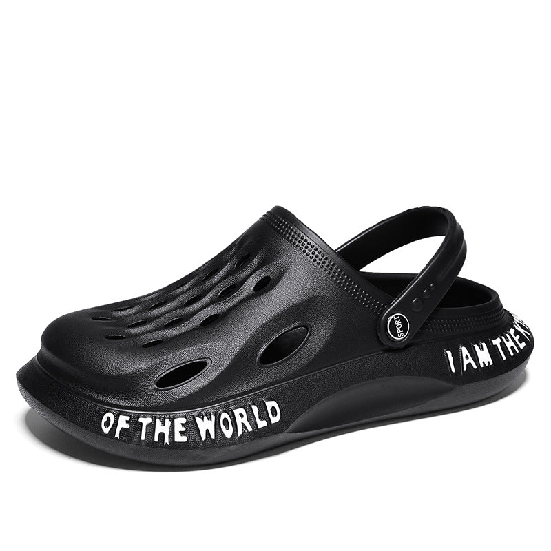 Coconut Hole Shoes Men's Soft-soled Garden Shoes Fashionable All-match Slippers Men's Sandals with Baotou Breathable Beach Shoes for Men