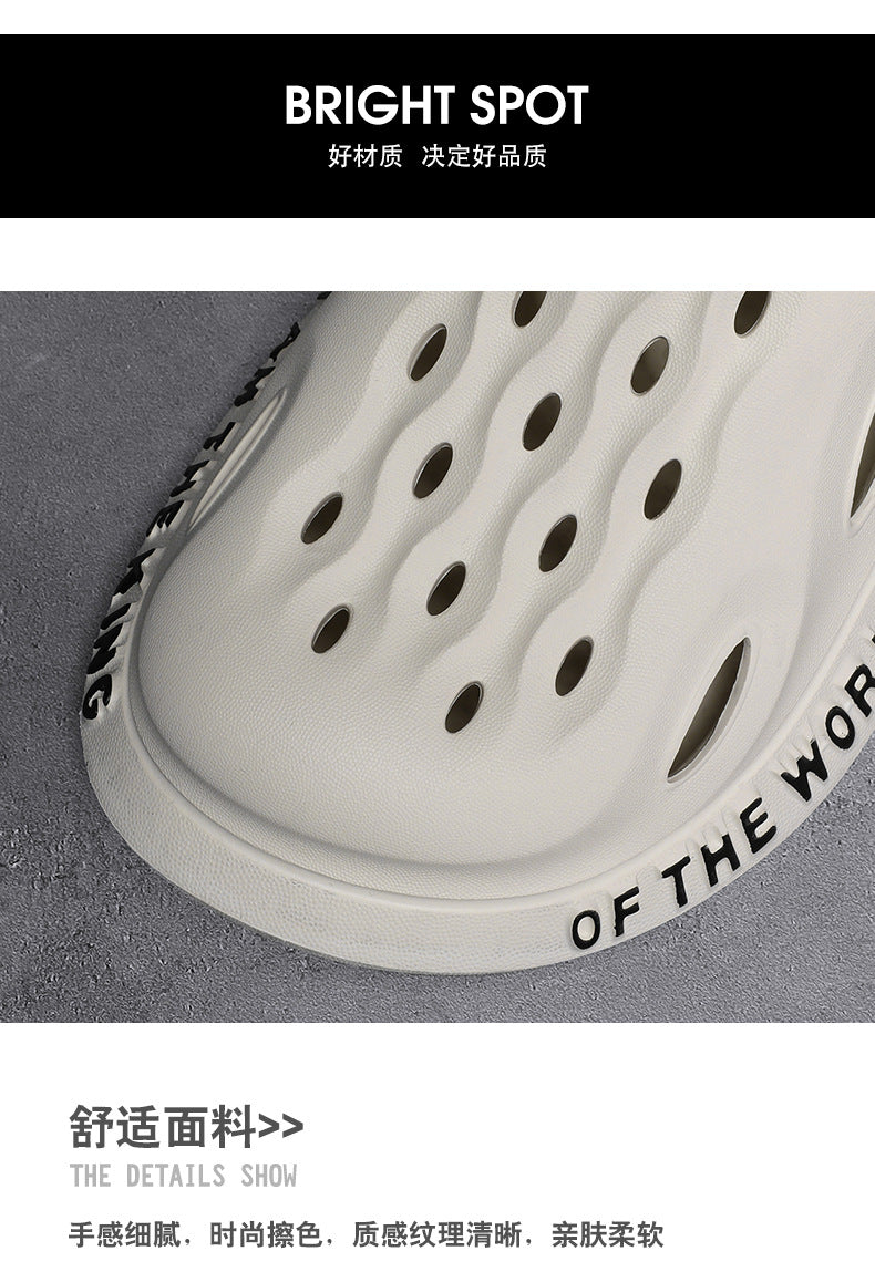 Coconut Hole Shoes Men's Soft-soled Garden Shoes Fashionable All-match Slippers Men's Sandals with Baotou Breathable Beach Shoes for Men