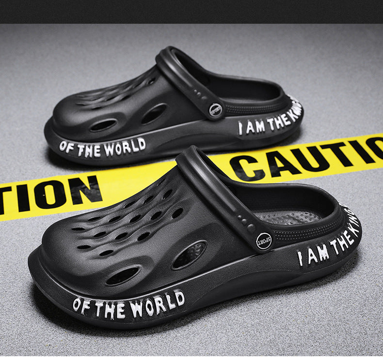 Coconut Hole Shoes Men's Soft-soled Garden Shoes Fashionable All-match Slippers Men's Sandals with Baotou Breathable Beach Shoes for Men