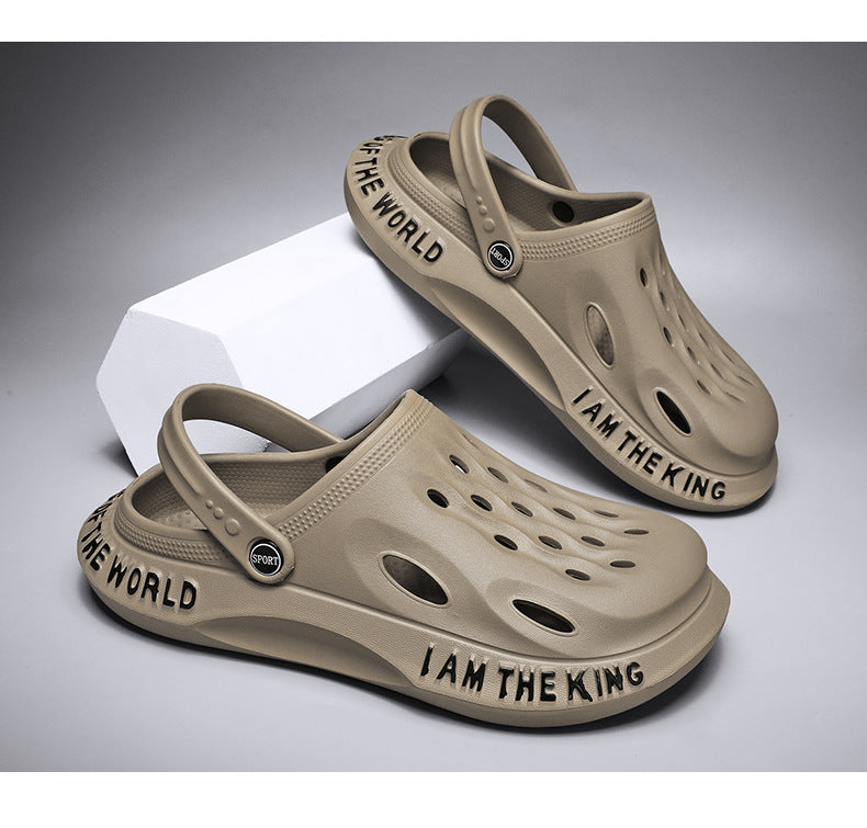 Coconut Hole Shoes Men's Soft-soled Garden Shoes Fashionable All-match Slippers Men's Sandals with Baotou Breathable Beach Shoes for Men