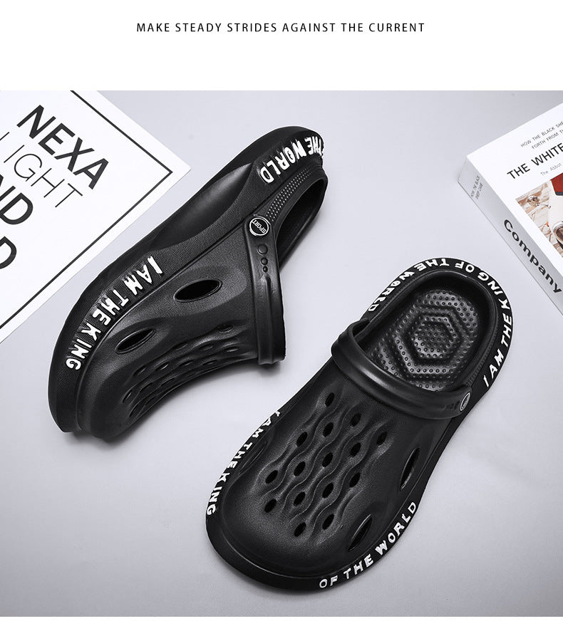Coconut Hole Shoes Men's Soft-soled Garden Shoes Fashionable All-match Slippers Men's Sandals with Baotou Breathable Beach Shoes for Men