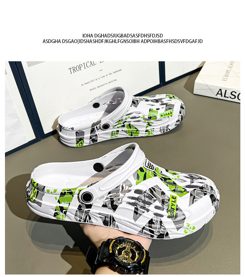 Cross-Border Large Size Sandals, Summer Clogs, Thick-Soled Men's 2026 New Model, Indoor and Outdoor Dual-Use Slippers, Beach Sandals