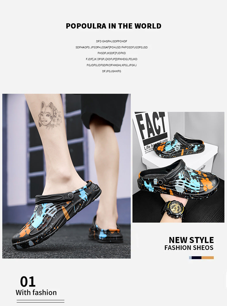 Cross-Border Large Size Sandals, Summer Clogs, Thick-Soled Men's 2026 New Model, Indoor and Outdoor Dual-Use Slippers, Beach Sandals