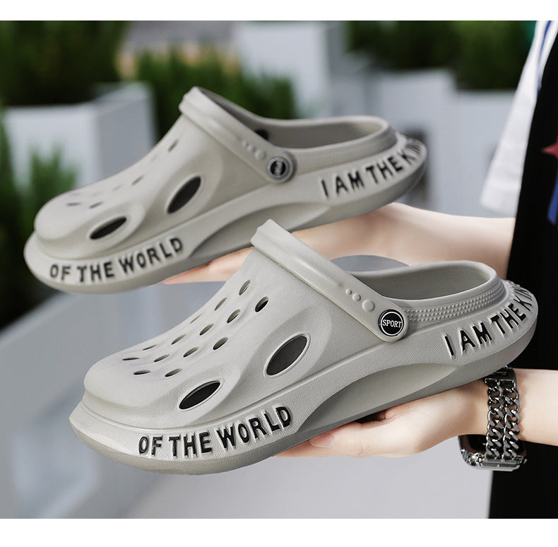 Coconut Hole Shoes Men's Soft-soled Garden Shoes Fashionable All-match Slippers Men's Sandals with Baotou Breathable Beach Shoes for Men