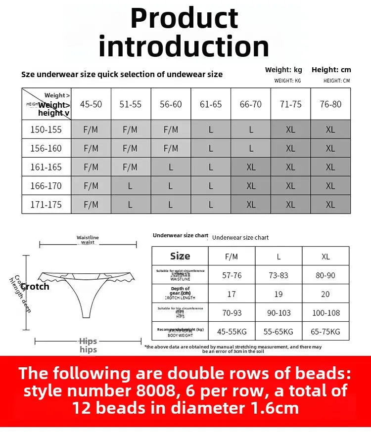 Sexy Underwear Underwear Women's Oversized Double-Row Pearl G-string Open-Gear No-off Insertable European and American Nightclub Underwear