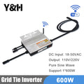Y&H 600W Grid Tie Inverter with WiFi MPPT Micro Solar Inverter Stackable AC110V 220V Auto DC30-60V Solar Input Pure Sine Wave