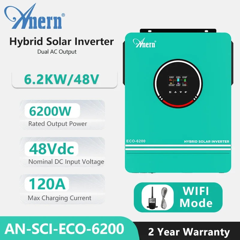 1.6KW 3KW 3.6KW 6.2KW 8.2KW 10.2KW Hybrid Solar Inverter MPPT 80A 120A 140A 160A Off-Grid On-Grid 12V 24V 48V 230VAC PV 500Vdc