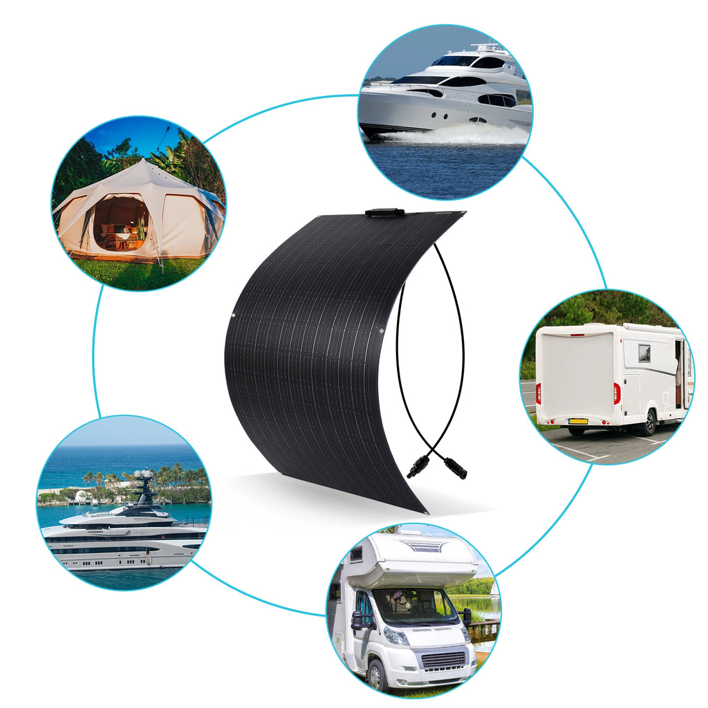 12V Bendable Solar Panel 2000W 1500W 1000W 500W Waterproof Monocrystalline Flexible Solar Panel for RV Boat Outdoor