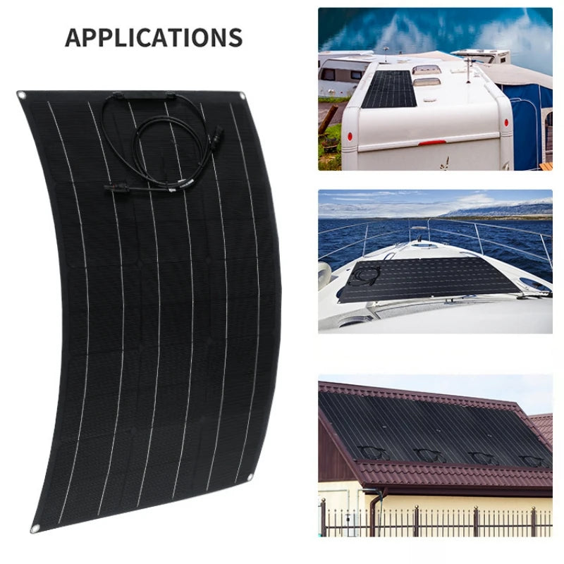 12V Bendable Solar Panel 2000W 1500W 1000W 500W Waterproof Monocrystalline Flexible Solar Panel for RV Boat Outdoor