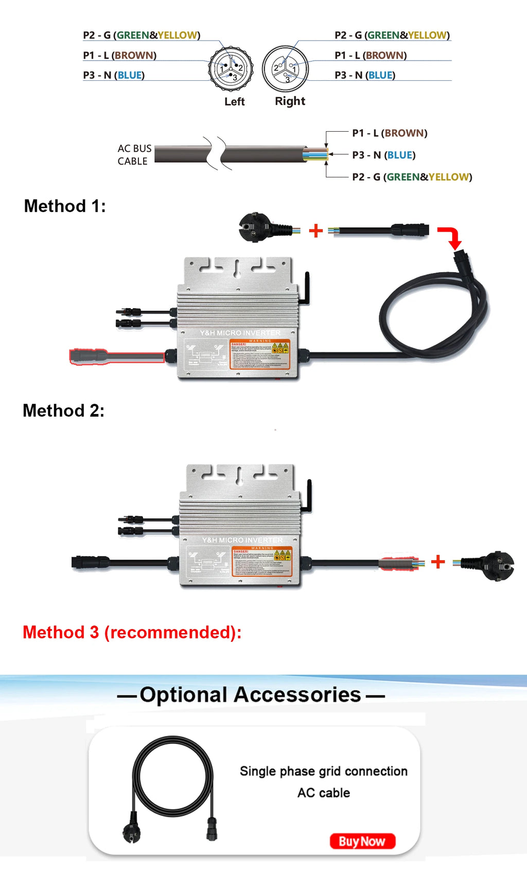Y&H 600W Grid Tie Inverter with WiFi MPPT Micro Solar Inverter Stackable AC110V 220V Auto DC30-60V Solar Input Pure Sine Wave