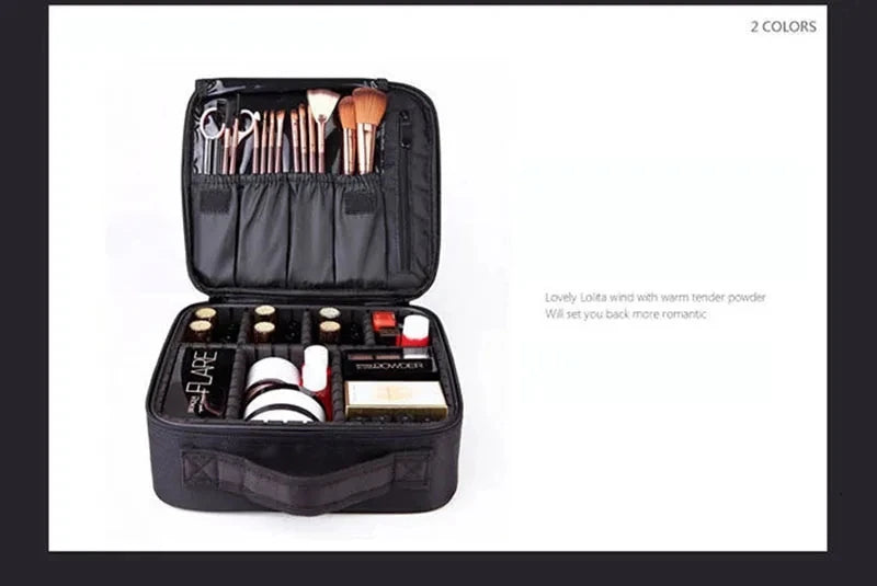 Travel Makeup Bag for Women Waterproof Cosmetic Case with Beauty Brush Storage Professional Tool Organizer Embroidery Design