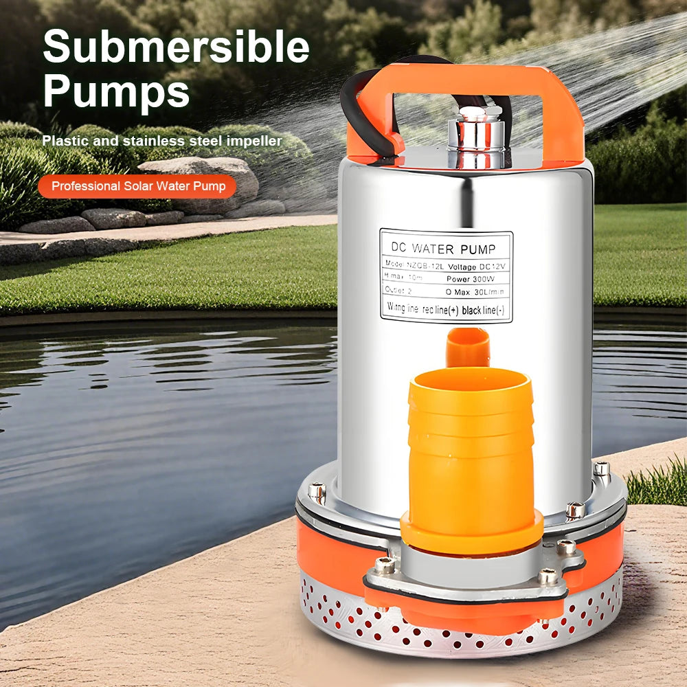 12V/24V DC Submersible Pumps 2 inch Solar Water Pump High Head High Flow Solar Water Pump Home Vegetable Gardening Water Pump