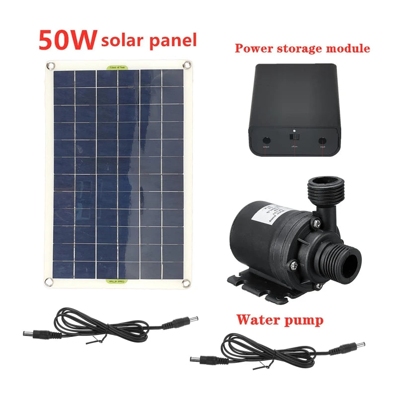 800L/H 50W Solar Power Water Pump Brushless Set Ultra-quiet Submersible Water Pump Motor Fish Pond Garden Fountain Decoration
