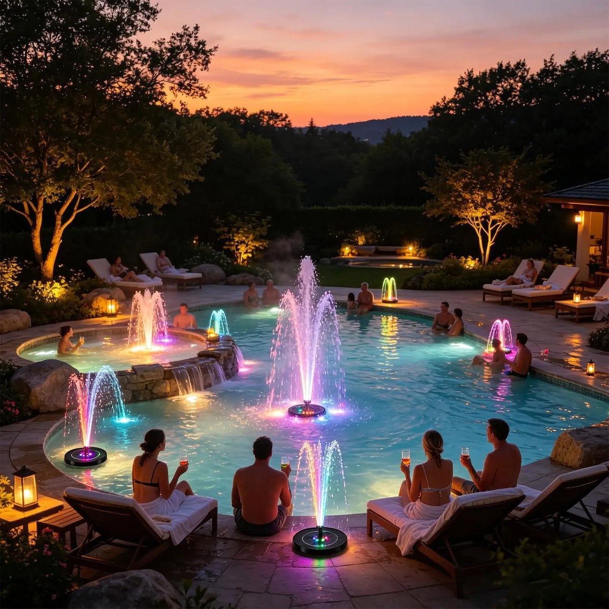 Solar Water Fountain Pool Pond Waterfall Fountain Garden Decoration Outdoor Bird Bath Solar Powered Floating Water Pump