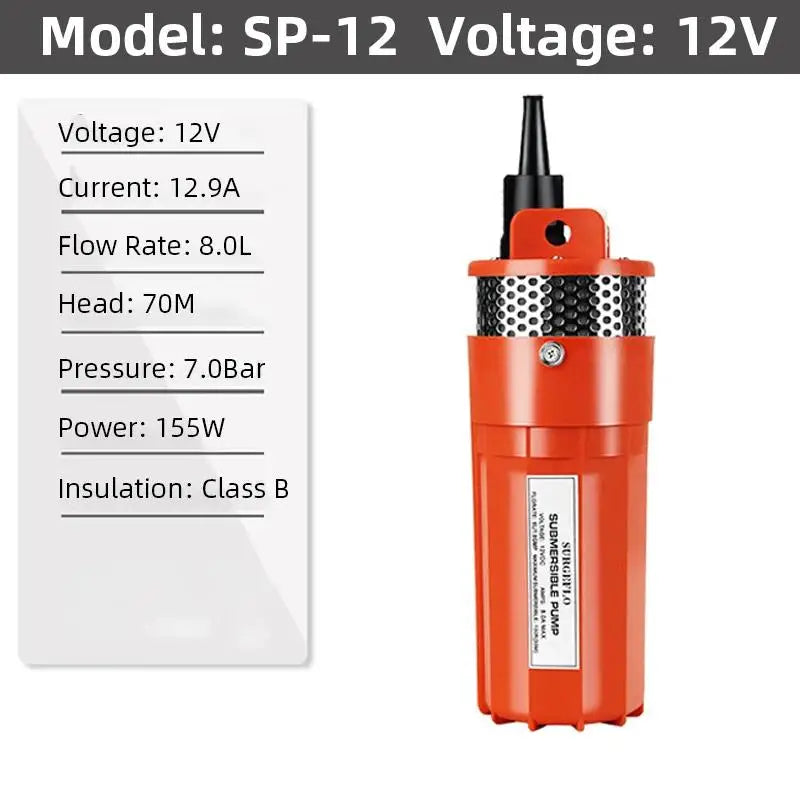 Solar Energy Submersible Pump 12V 24V 70m Lift High Flow 6L/min Mini Deep Well Water Pump Household Farm Water Supply Pump