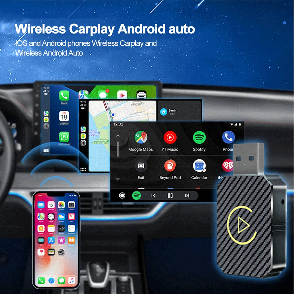 Wireless CarPlay Android Auto Adapter Mini Box Bluetooth 5.0 5Ghz Wifi Wireless Android Auto Connection Car Intelligent Systems