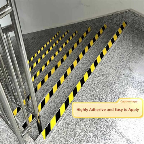 1 Roll Hazard Warning Tape Self-Adhesive Warning Tape High Visibility Yellow Black Tape For Outdoor Building Warning Danger Zone