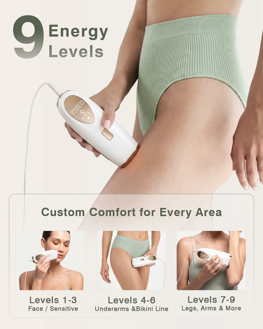 IPL Hair Removal with Ice Cooling Function for Women,Long-Lasting Results,999,999 Flashes Painless Hair Removal for Armpits Legs