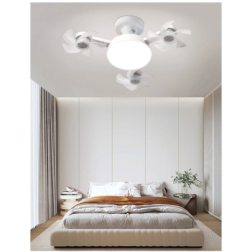 Drone Design E27 Socket Intelligent Ceiling Fan Light Remote Control Adjustment Wind Speed Timer 3 Color Modes Bedroom Decorat