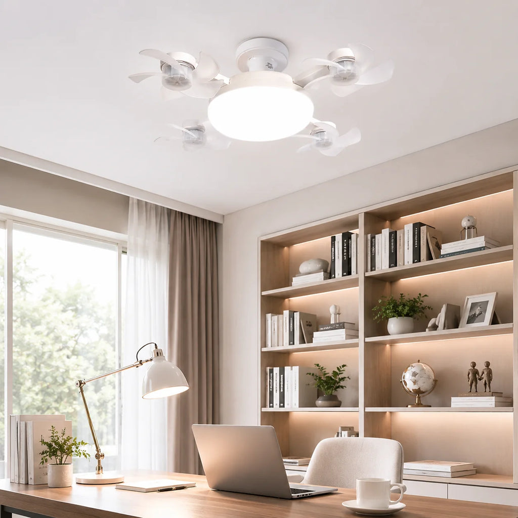 Drone Design E27 Socket Intelligent Ceiling Fan Light Remote Control Adjustment Wind Speed Timer 3 Color Modes Bedroom Decorat