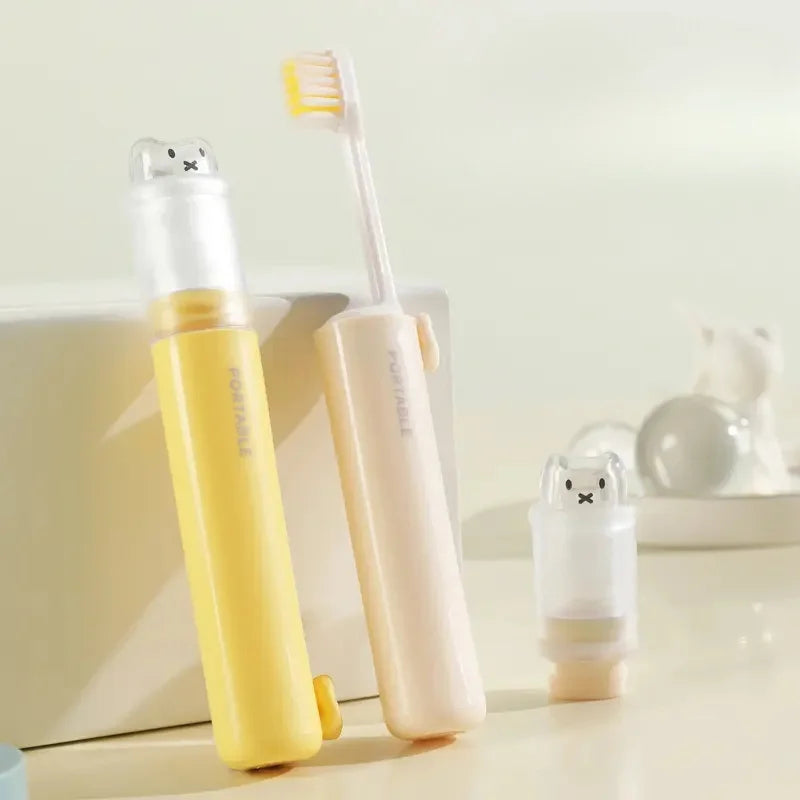 Travel Toothbrush Set Foldable Toothpaste Soft Bristles Portable Lightweight for Adults Business Trip Hotel Essentials