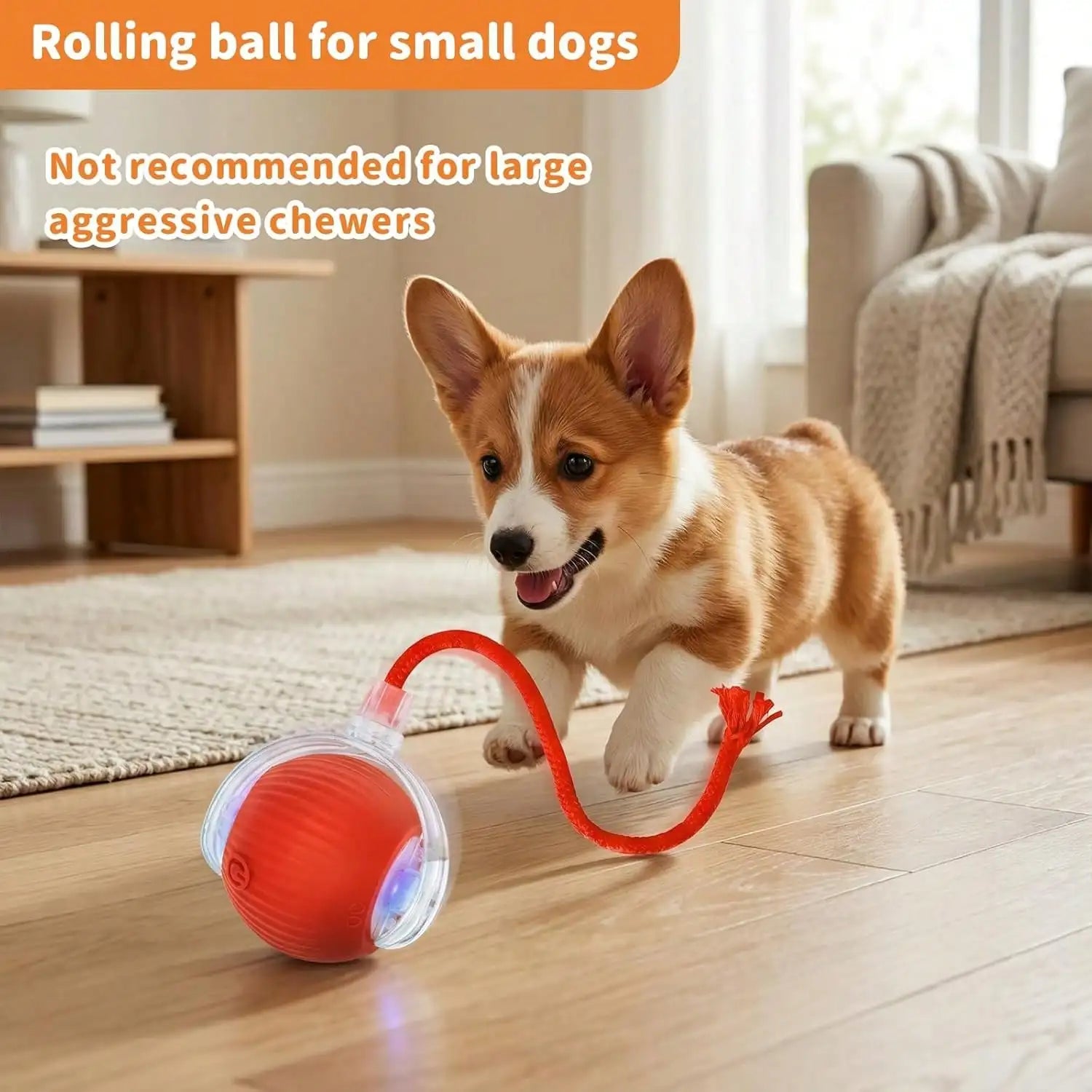 1 Piece USB Rechargeable Interactive Toy Ball For Cats, Auto Electric Rolling Ball As Birthday Gift For Dogs/Cats, Auto Smart Chewable Toy With Tail, Unicolor Smart Ball Tied To Harness, Interactive Cat Ball Toy, Indoor Cat T